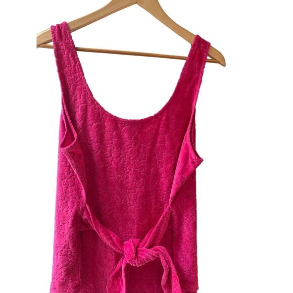 ModCloth Women's Hot Pink Burnout Terry Cloth Tank Bodysuit Attached Sash 2X - Picture 4 of 7